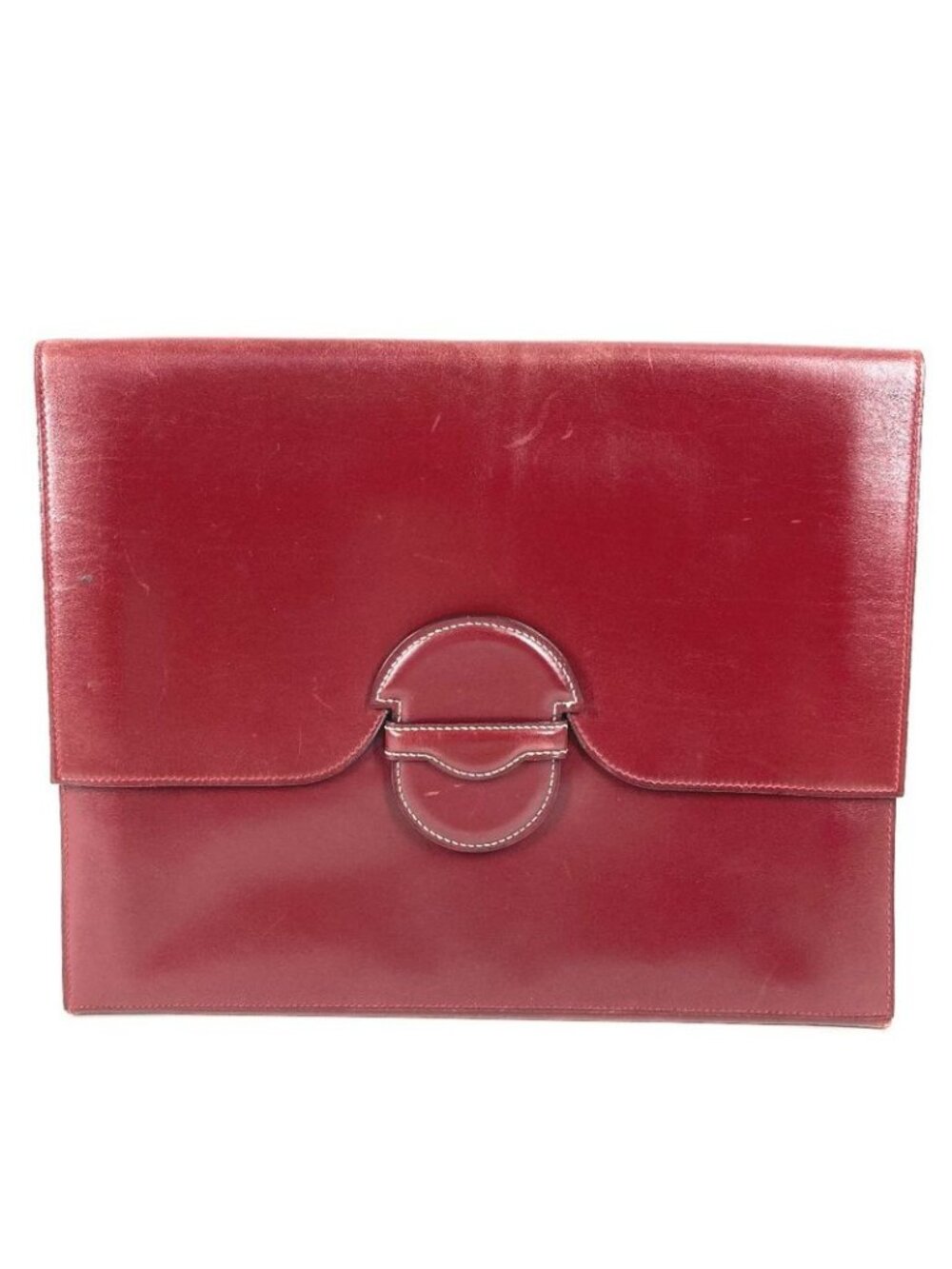 Hermes Clutch Leather Wine Red